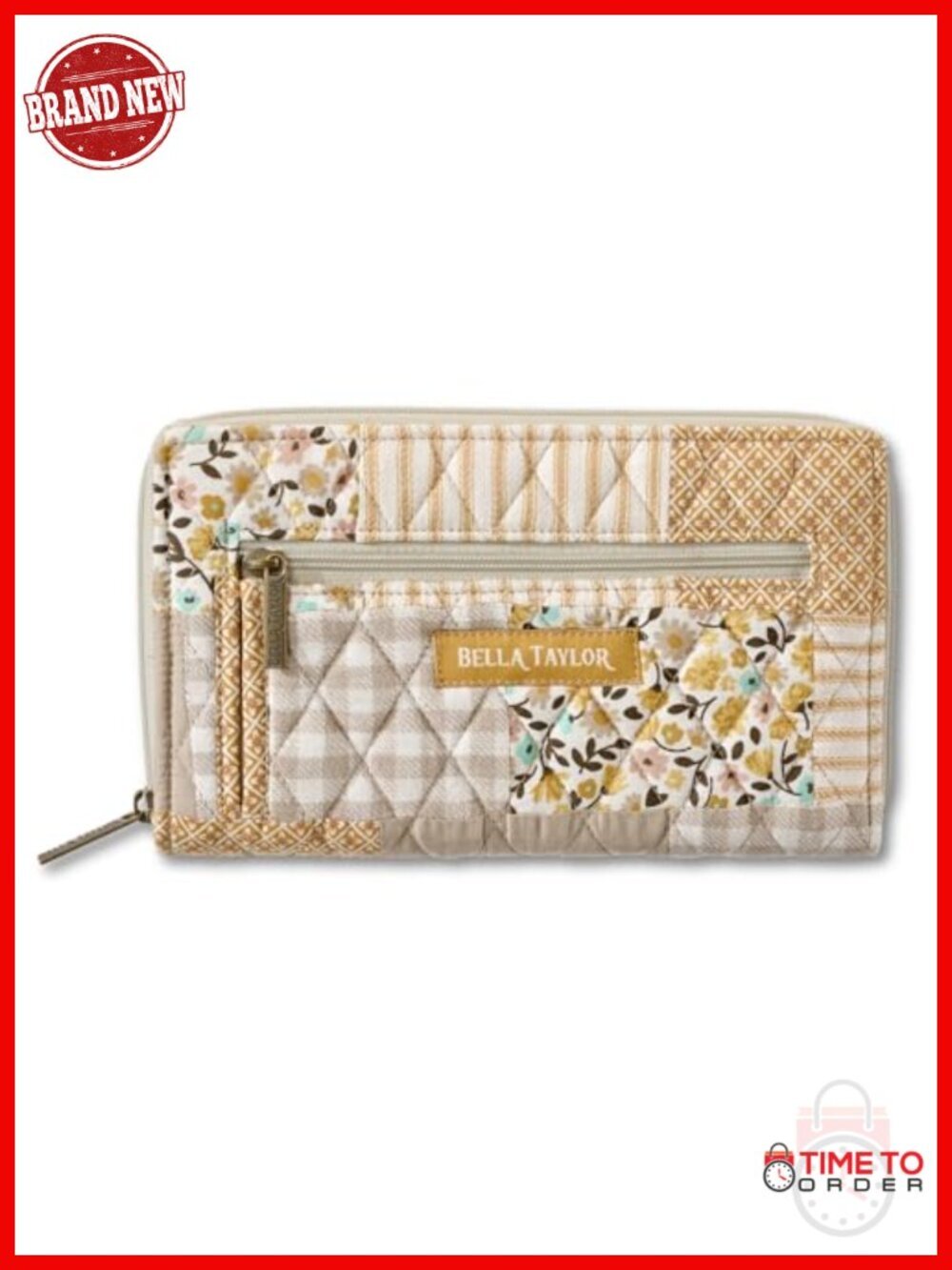 Quilted Cotton RFID Wristlet Wallet with 11 Card Slots